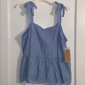 Peplum eyelet top cornflower blue NWT